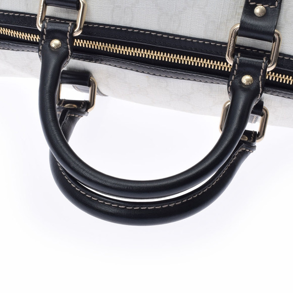 Gucci GG Supreme White Canvas Leather Boston Bag - Picture 3 of 9